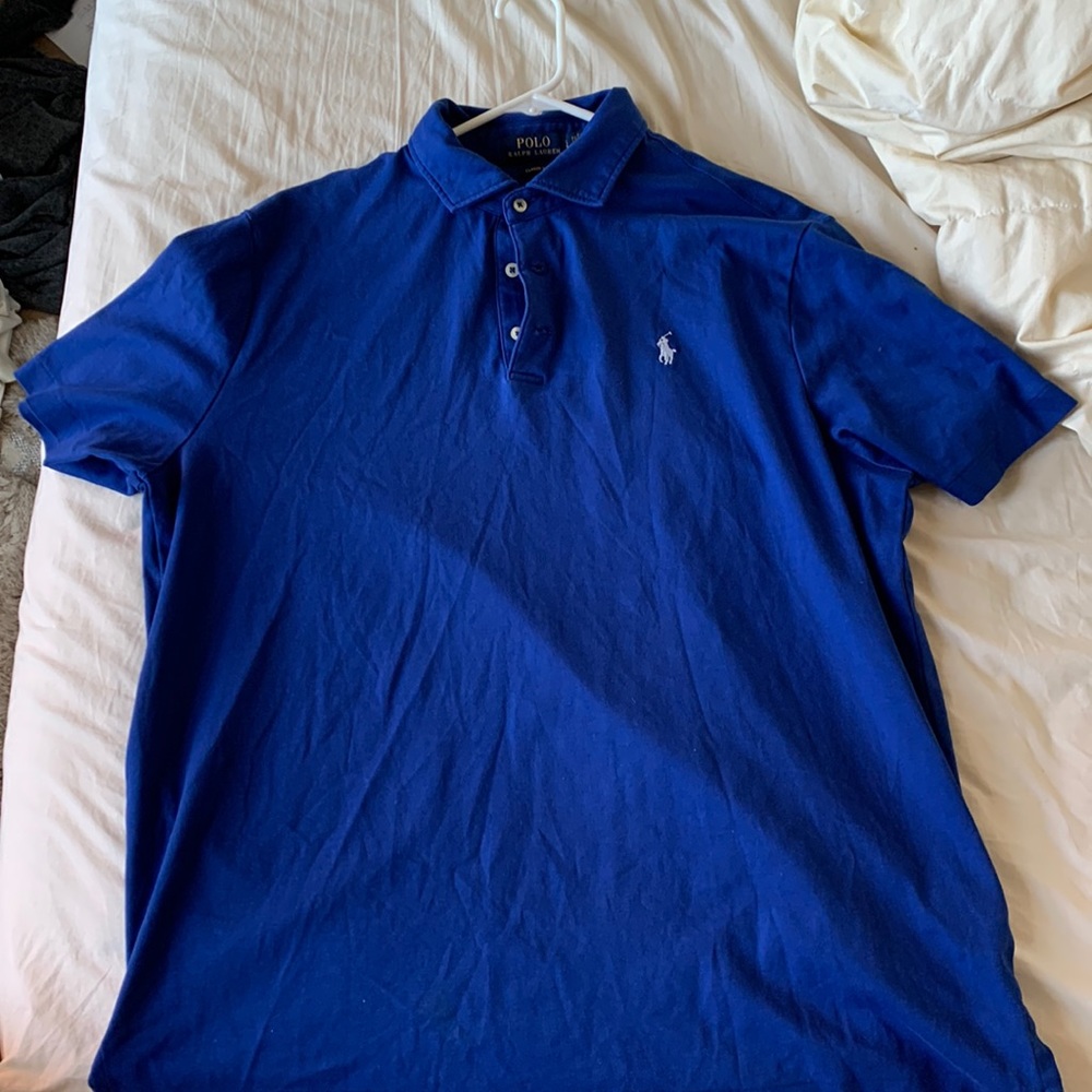 Mens Polo by Ralph Lauren Blue Classic Fit Polo Shirt. Large.